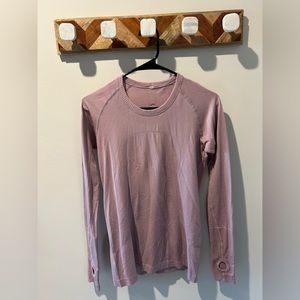 Pink Lululemon swiftly long sleeve tech shirt